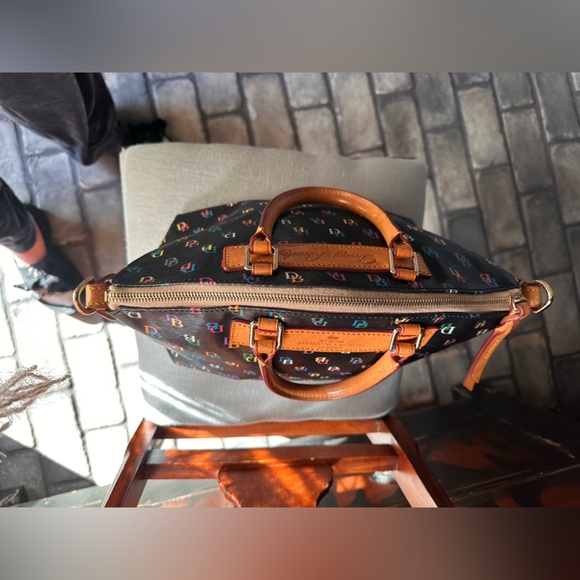 Dooney & Bourke Black Satchel Rainbow DB’s and Vacchetta Leather - Picture 9 of 16